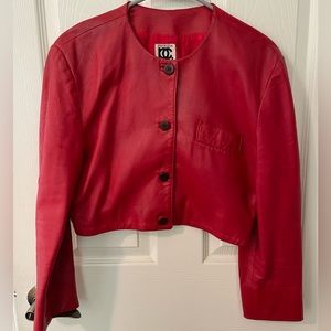 Cropped Red Leather Jacket